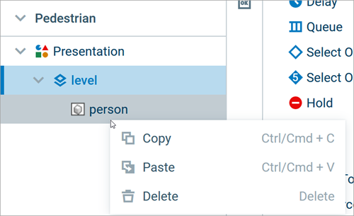 AnyLogic 9: The context menu of the elements view