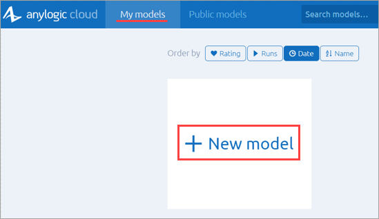 AnyLogic Cloud: The New Model tile