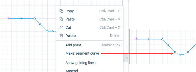 AnyLogic: Making a curved segment