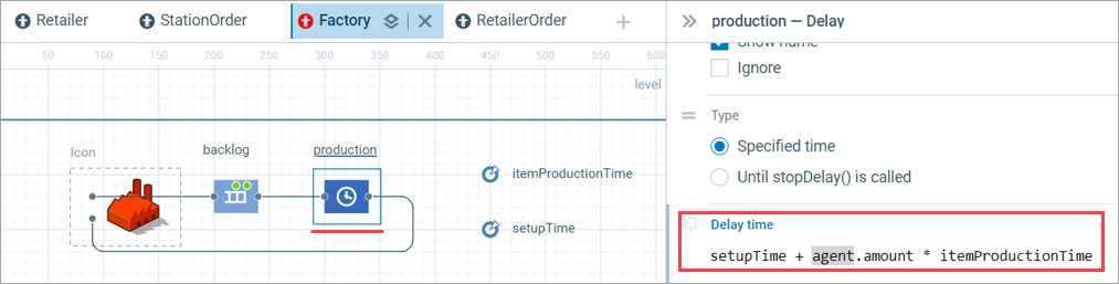 AnyLogic 9: Configuring the factory behavior