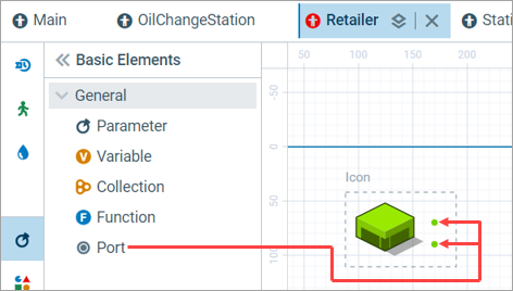 AnyLogic 9: The Retailer agent with ports