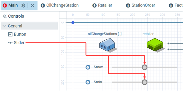 AnyLogic 9: The sliders
