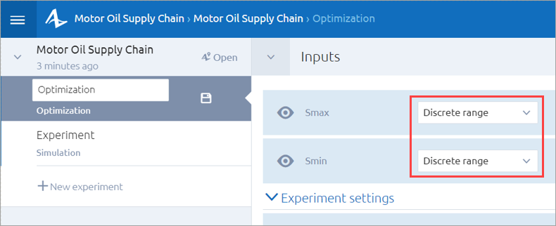 AnyLogic Cloud: Ranging the inputs