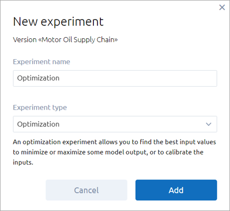 AnyLogic Cloud: The New experiment dialog