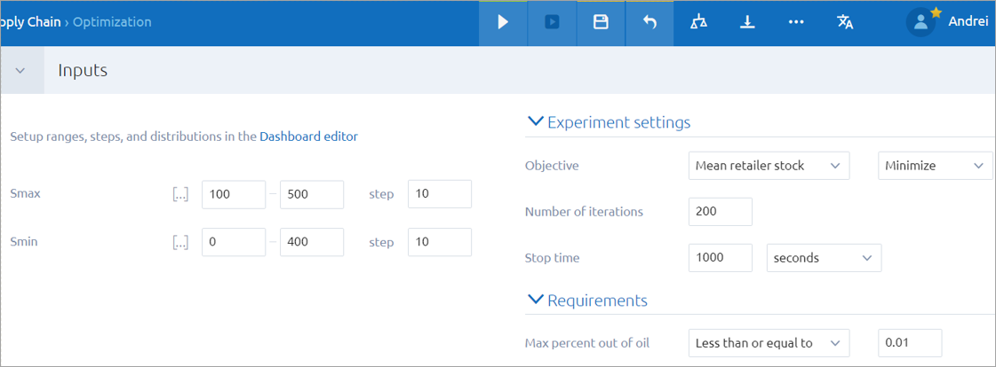 AnyLogic Cloud: Preparing the optimization experiment