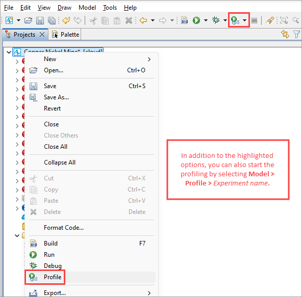 AnyLogic: Ways to start the profiling