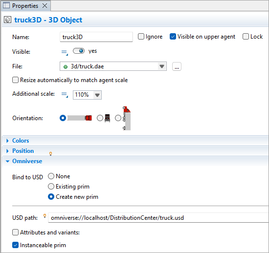 AnyLogic: Binding a 3D object to a prim