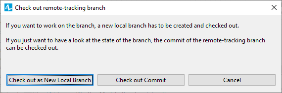 AnyLogic: Checking out the remote branch: Confirmation dialog