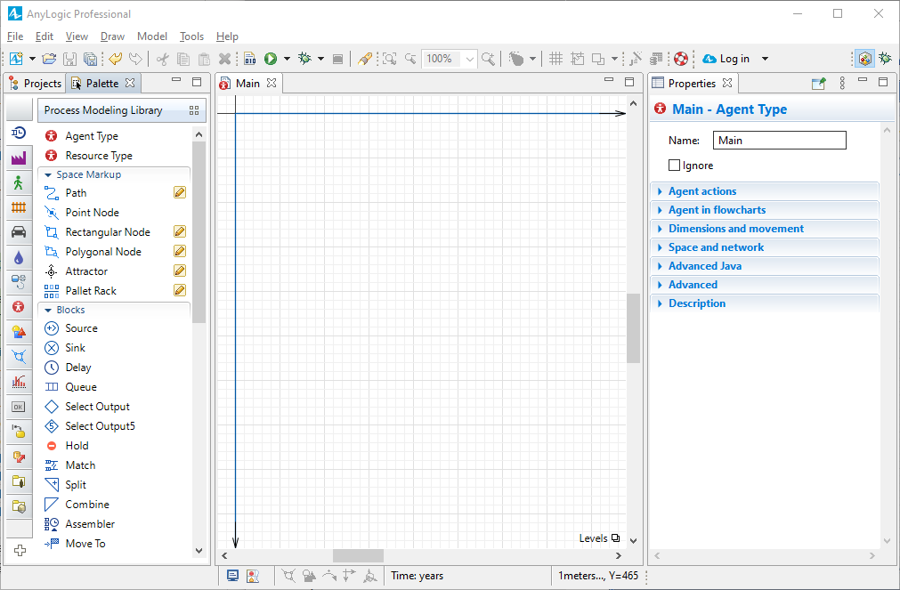 1. Creating a new model | AnyLogic Help