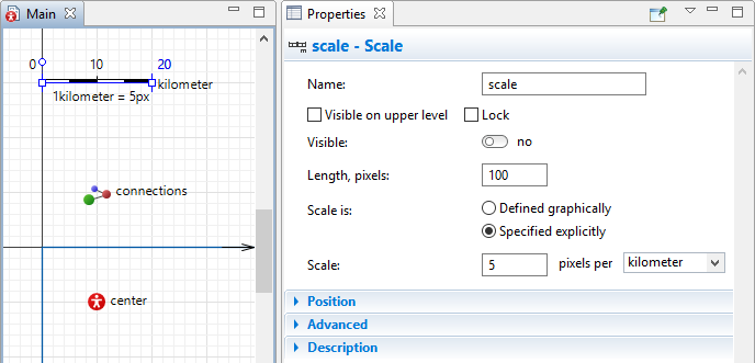 AnyLogic: Setting explicit scale to 5 pixels per kilometer