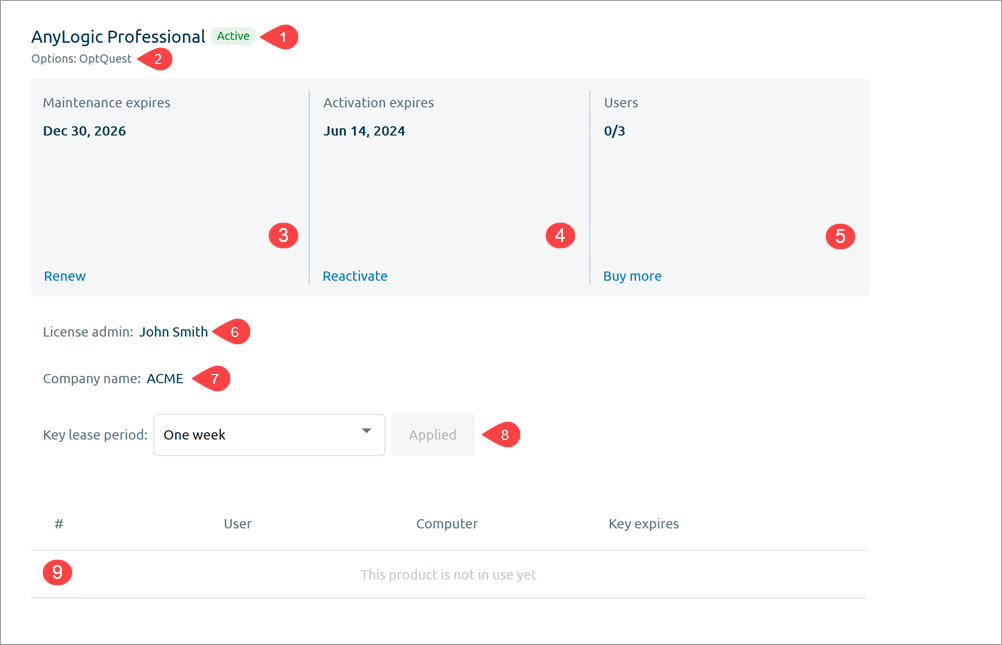 Team License Server: The product’s page