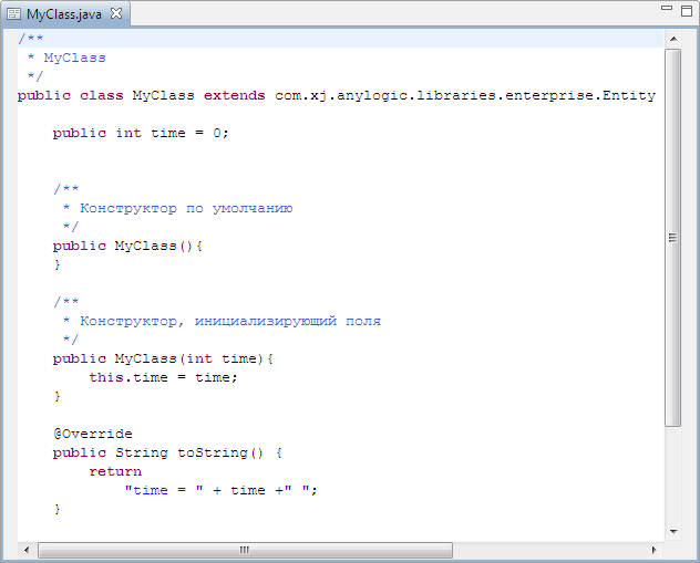 Создание Java классов | Документация AnyLogic